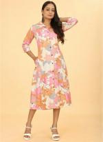 Rayon Multi Colour Casual Wear Printed Readymade Dress